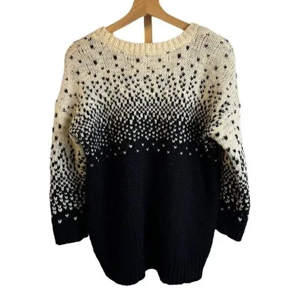 Madewell Wool Blend Black and White Crewneck Sweater Size S EUC - Picture 4 of 8